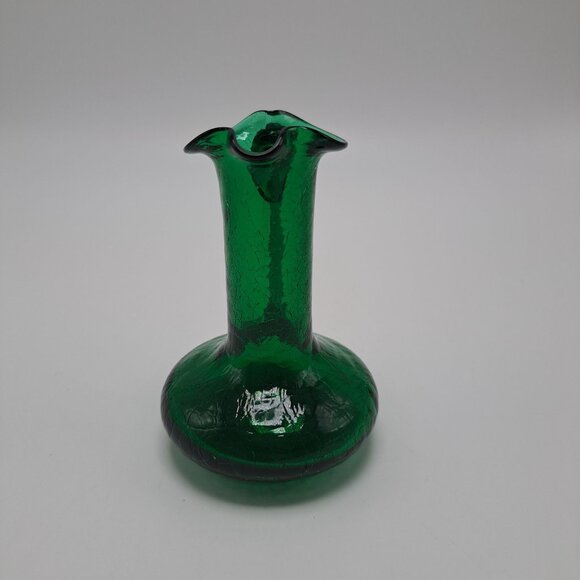 Vintage Green Crackle Glass Pitcher With Applied Handle - Picture 8 of 10